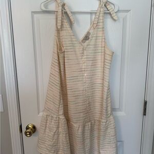 LOFT Cream Striped Dress